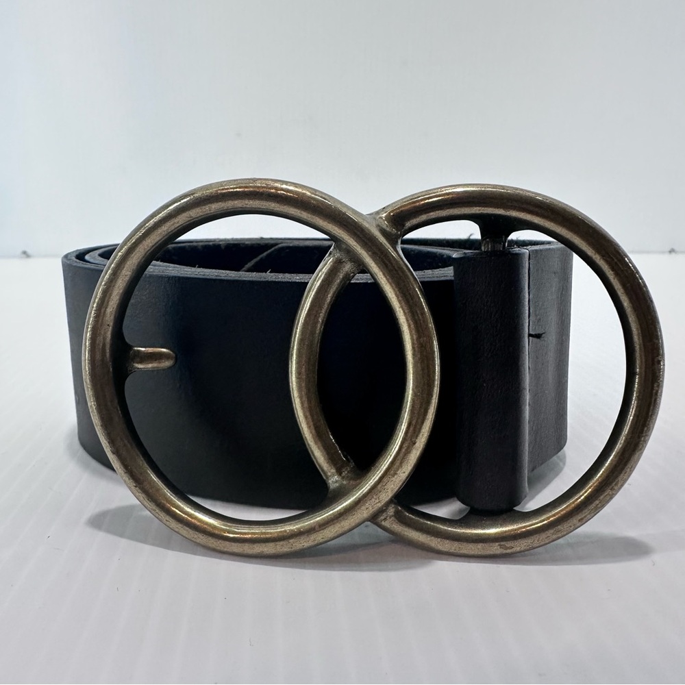 Calvin Klein Leather Belt Women’s Sold Brass Buckle Made In Italy Vintage Unique